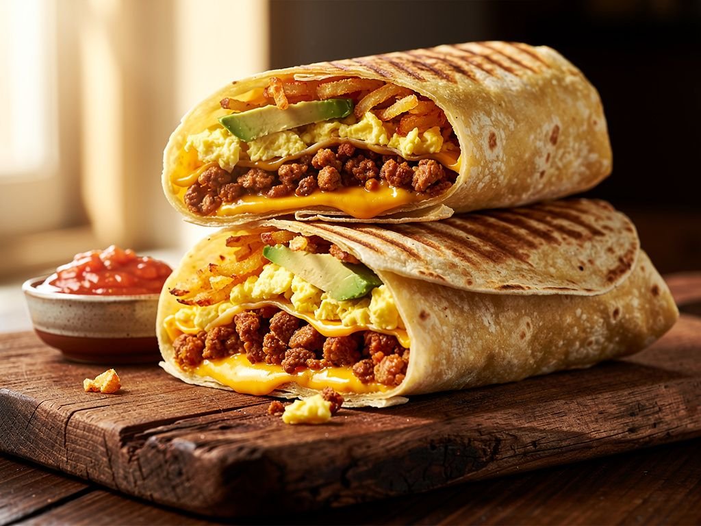 Breakfast Burrito with Chorizo and Eggs