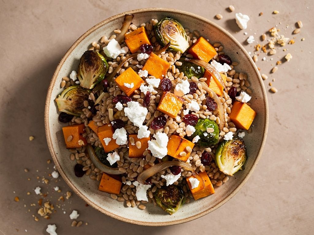 Farro Salad with Roasted Vegetables and Herb Vinaigrette