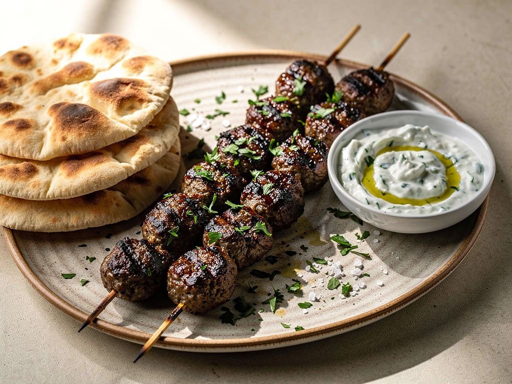 Greek-Style Beef Kofta with Tzatziki