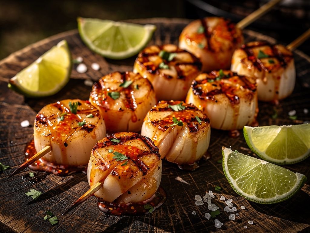 Grilled Scallop Skewers with Chili-Lime Butter