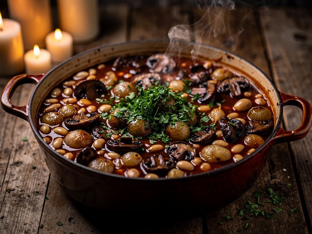 Mushroom and White Bean Bourguignon