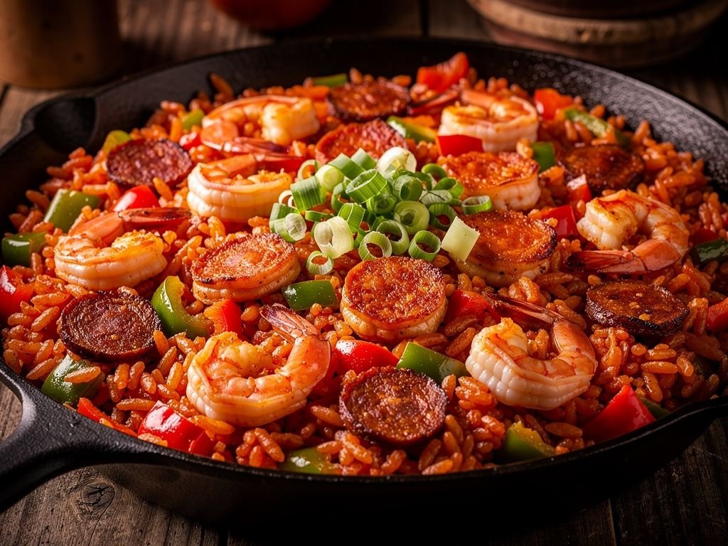 One-Pot Shrimp and Chorizo Jambalaya-Style Skillet
