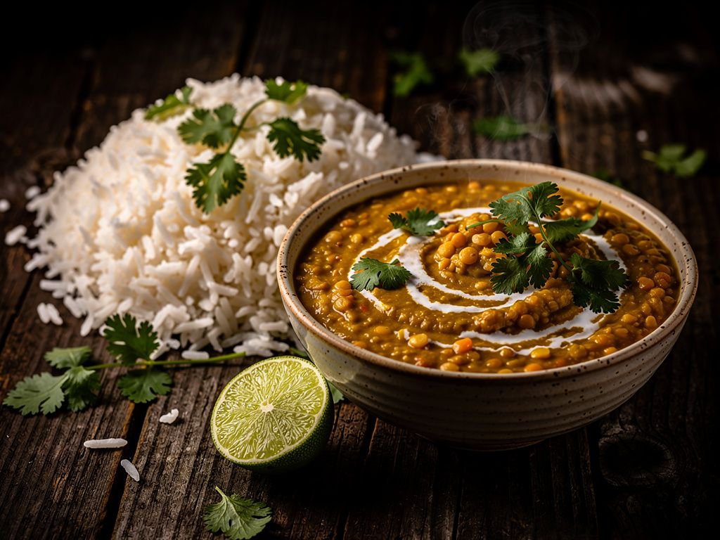 Red Lentil Dal with Coconut Rice